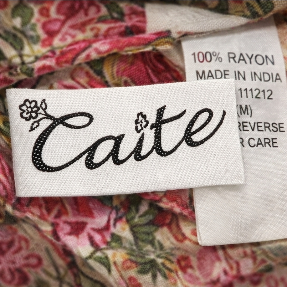 Caite Size M Floral Boho Midi Skirt 100% Rayon Artisan Made - Picture 7 of 10